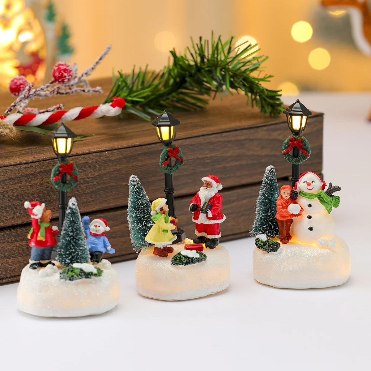 Holiday Snowman Figurine LED Light-Up Resin Tabletop