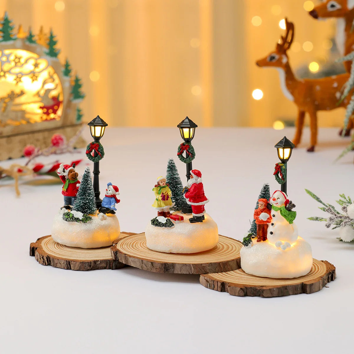 Holiday Snowman Figurine LED Light-Up Resin Tabletop