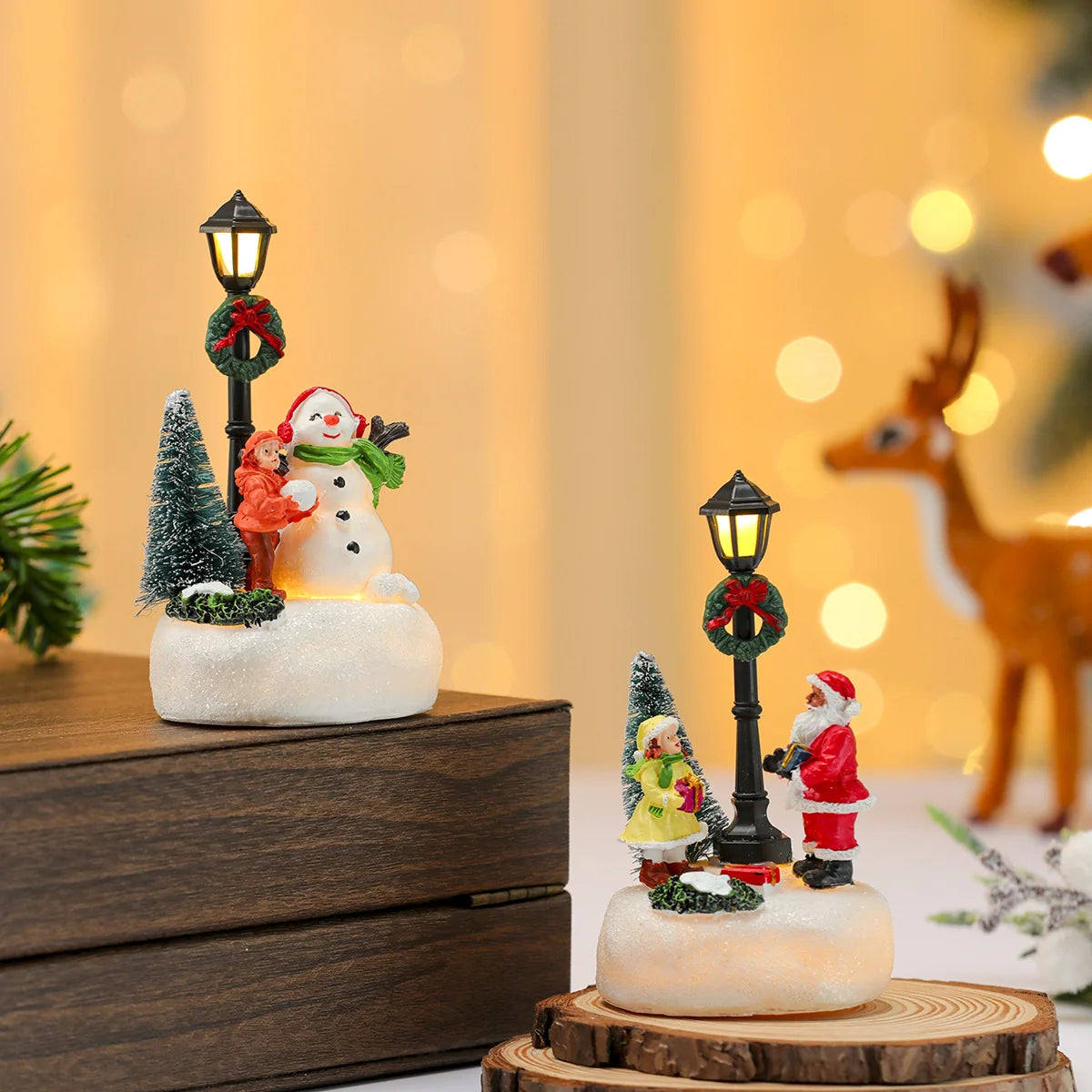 Holiday Snowman Figurine LED Light-Up Resin Tabletop