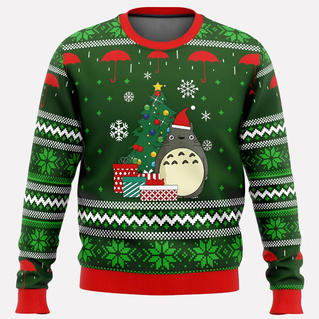 Holiday Sweater Neon Graphic Cozy Knit Unisex Relaxed Fit