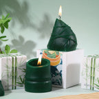 Holiday Tree Candle Hand-Poured Spiral Texture Scented Cotton Wick