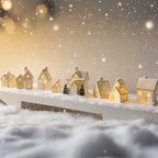 Holiday Village Set Handcrafted Ceramic Battery-Operated Ambient Glow