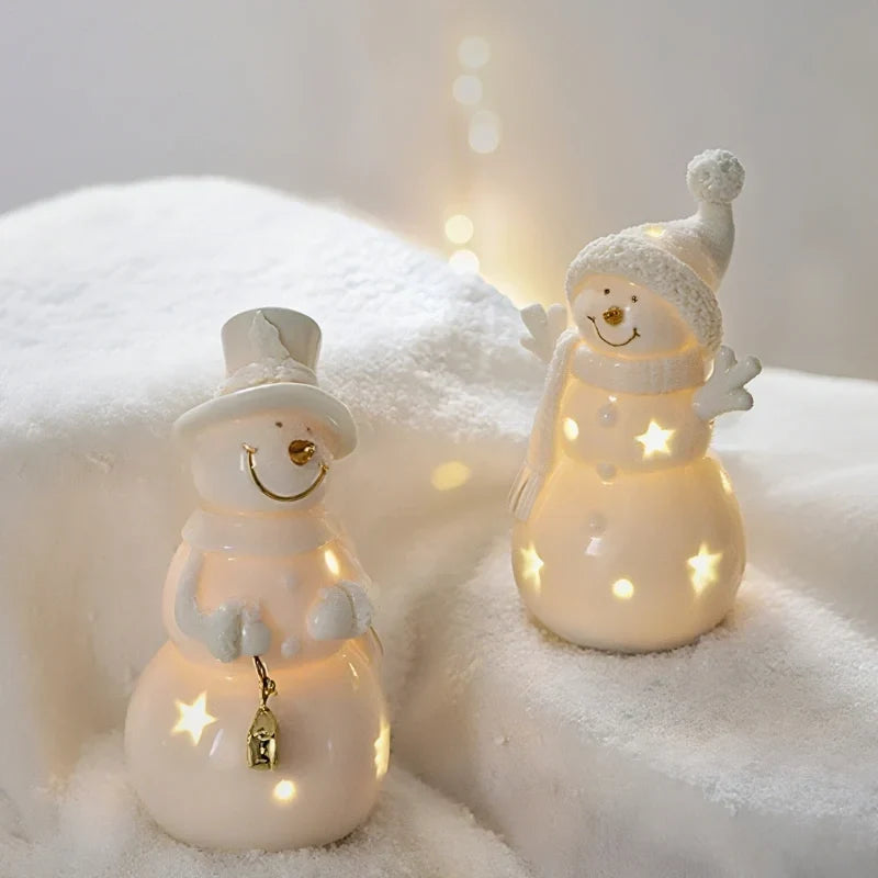 Holiday Village Set Handcrafted Ceramic Battery-Operated Ambient Glow