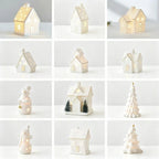 Holiday Village Set Handcrafted Ceramic Battery-Operated Ambient Glow