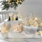 Holiday Village Set Handcrafted Ceramic Battery-Operated Ambient Glow