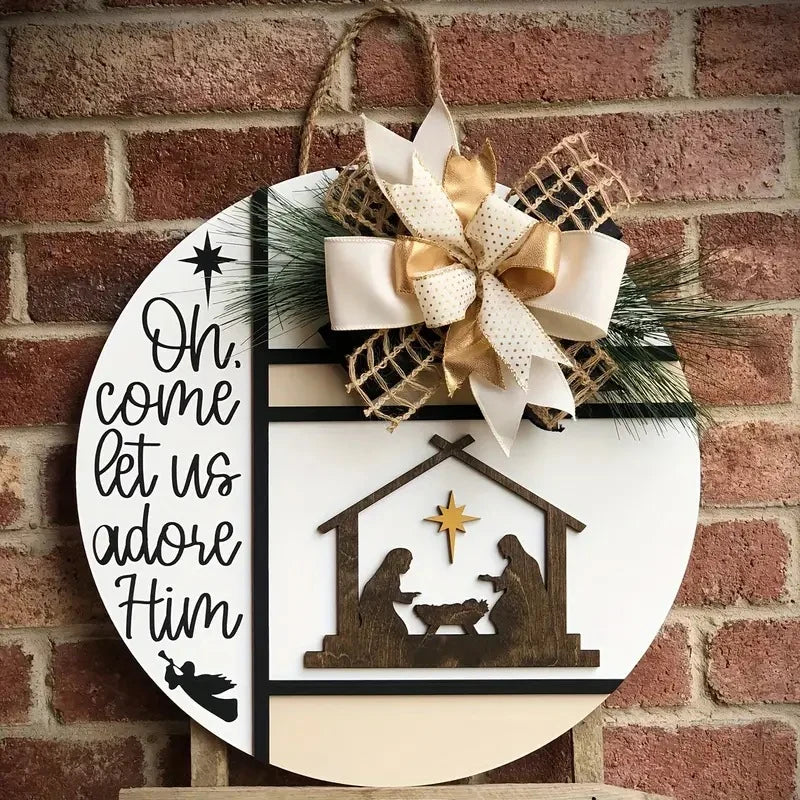 Holiday Wall Art Nativity Scene White 3D & Flat