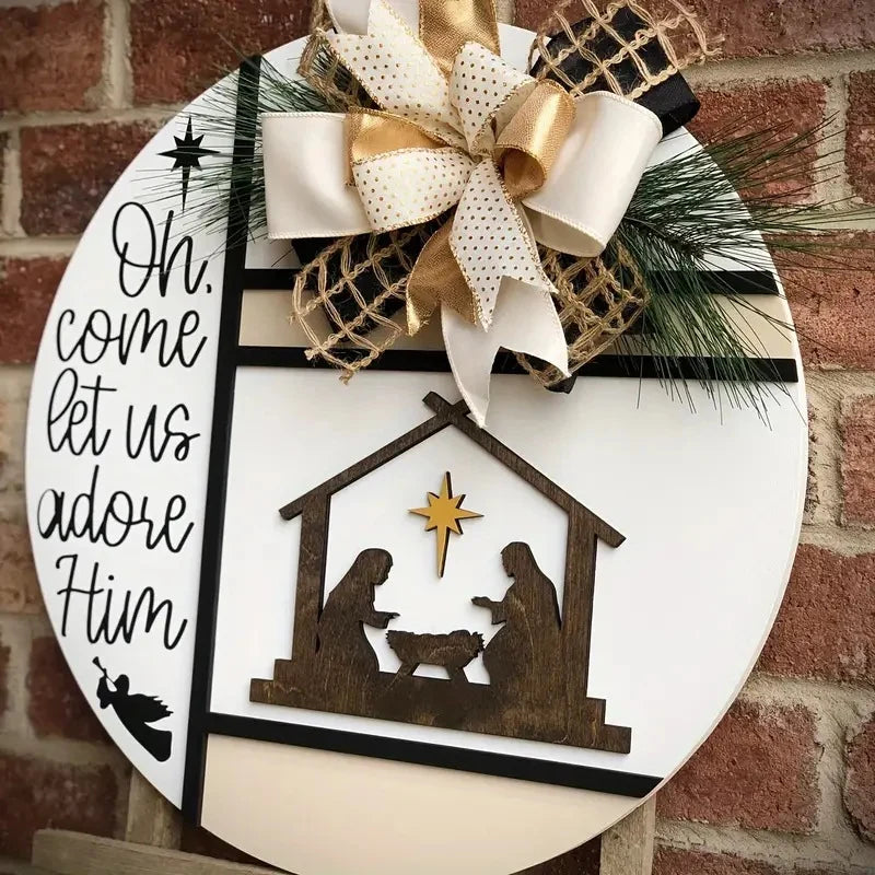 Holiday Wall Art Nativity Scene White 3D & Flat