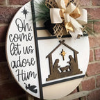 Holiday Wall Art Nativity Scene White 3D & Flat