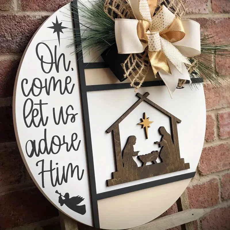 Holiday Wall Art Nativity Scene White 3D & Flat