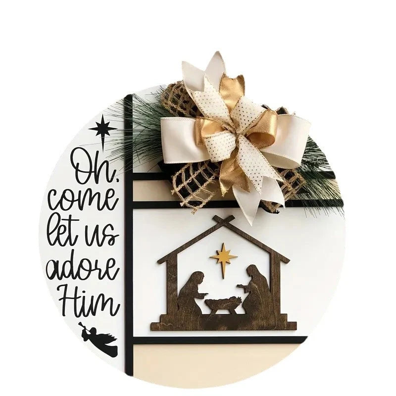 Holiday Wall Art Nativity Scene White 3D & Flat