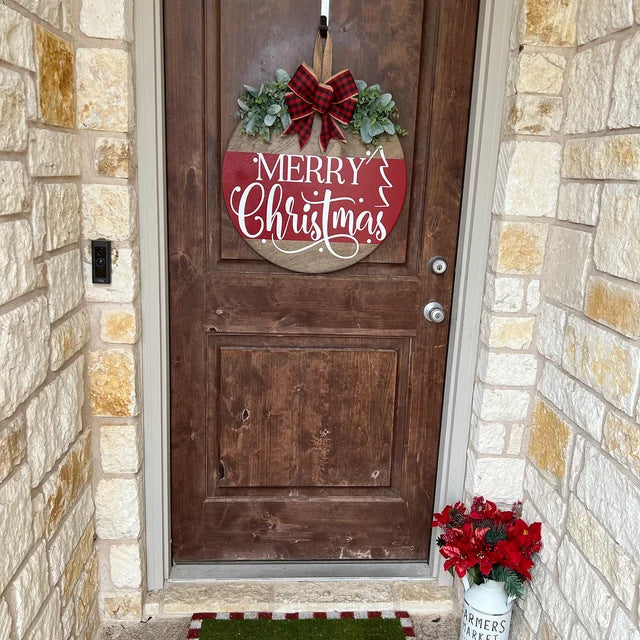 Holiday Welcome Sign Wooden Weather Resistant Rope Handle
