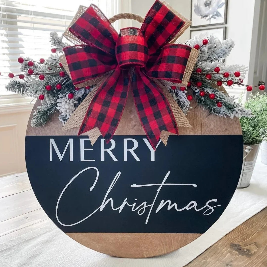 Holiday Welcome Sign Wooden Weather Resistant Rope Handle