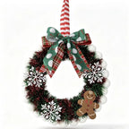 Holiday Wreath Gingerbread & Snowflake Tinsel With Ribbon