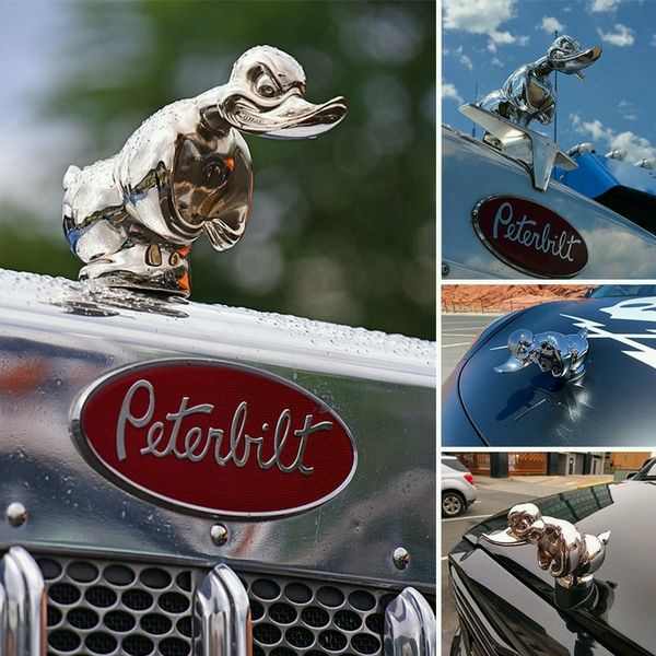 Hood Ornament Duck Chrome-Plated Rubber Base & Integrated Pins