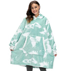 Hooded Blanket Oversized Soft Flannel Built-In Sleeves