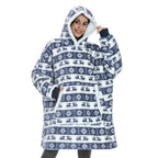 Hooded Blanket Oversized Soft Flannel Built-In Sleeves