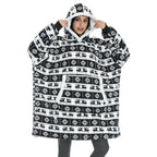 Hooded Blanket Oversized Soft Flannel Built-In Sleeves