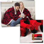 Hooded Blanket Oversized Soft Flannel Built-In Sleeves
