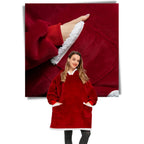 Hooded Blanket Oversized Soft Flannel Built-In Sleeves