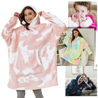 Hooded Blanket Oversized Soft Flannel Built-In Sleeves