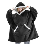 Hooded Blanket Oversized Soft Flannel Built-In Sleeves
