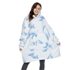 Hooded Blanket Oversized Soft Flannel Built-In Sleeves