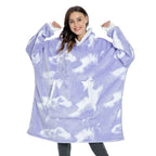 Hooded Blanket Oversized Soft Flannel Built-In Sleeves