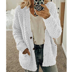 Hooded Cardigan Oversized Fleece-Lined Front Pockets