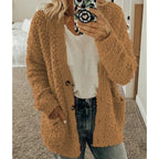 Hooded Cardigan Oversized Fleece-Lined Front Pockets