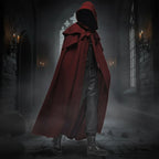 Hooded Cloak Ankle-Length Double Shoulder Capelet Embroidered Trim