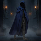Hooded Cloak Ankle-Length Double Shoulder Capelet Embroidered Trim