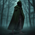 Hooded Cloak Ankle-Length Double Shoulder Capelet Embroidered Trim