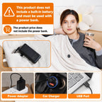 Hooded Heated Blanket USB Cordless 9 Zones Auto Shutoff