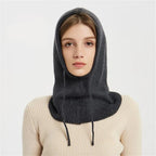 Hooded Knit Cap Cashmere Adjustable Drawstring Packable