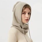 Hooded Knit Cap Cashmere Adjustable Drawstring Packable