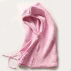 Hooded Knit Hat 100% Cashmere Adjustable Drawstrings