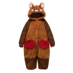 Hooded Pajama Set Red Panda Soft Polyester Removable Tail
