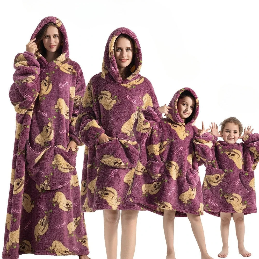 Hoodie Blanket Oversized Fleece & Flannel Machine Washable