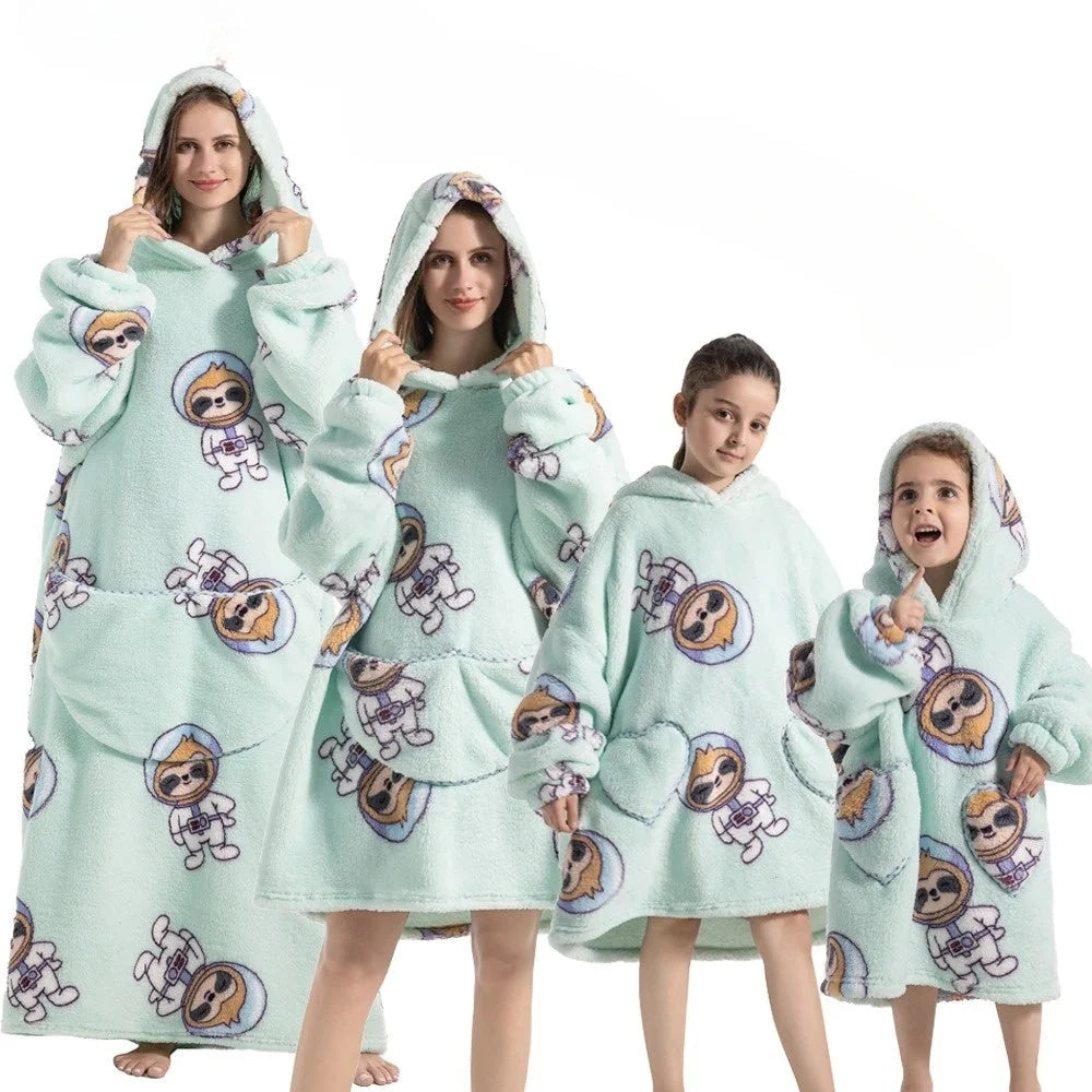 Hoodie Blanket Oversized Fleece & Flannel Machine Washable