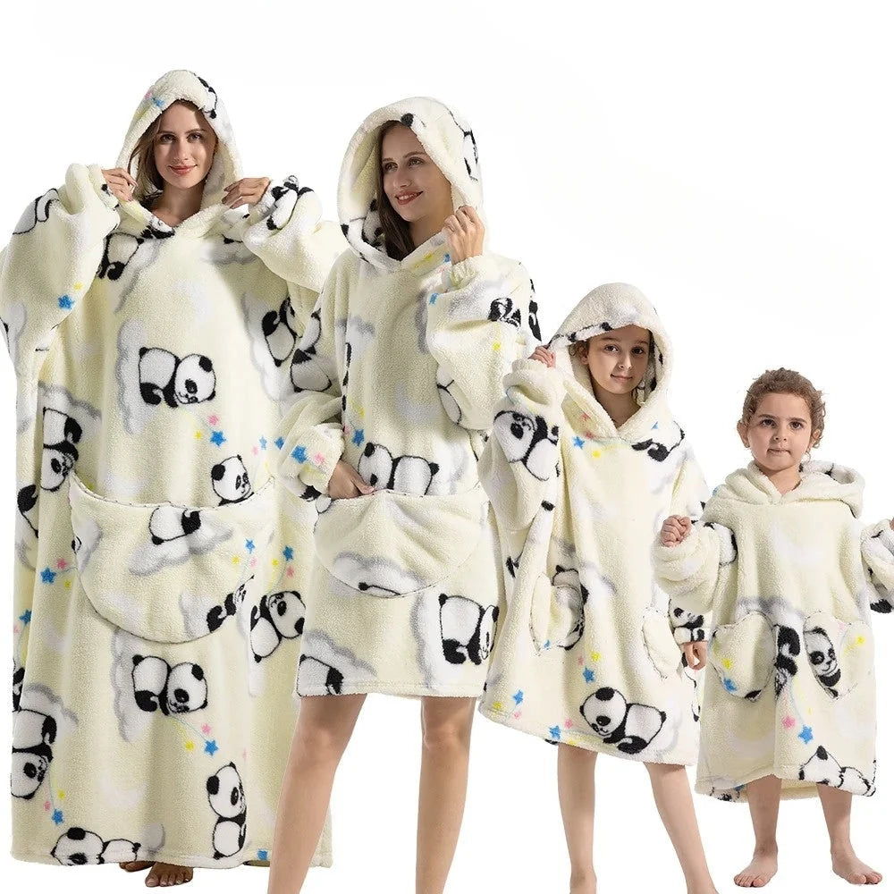 Hoodie Blanket Oversized Fleece & Flannel Machine Washable