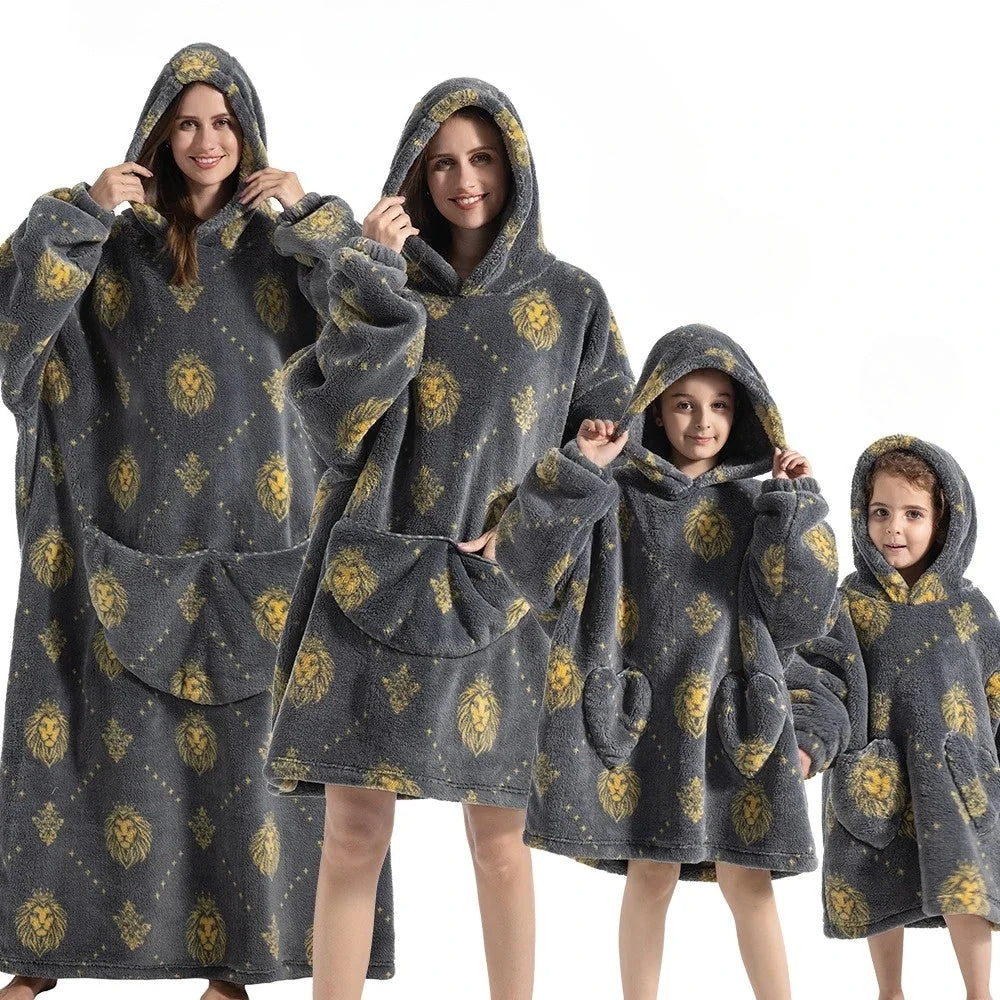 Hoodie Blanket Oversized Fleece & Flannel Machine Washable