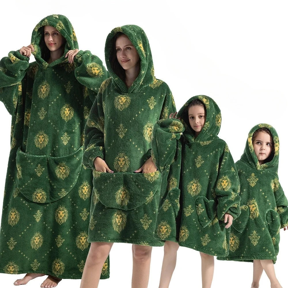 Hoodie Blanket Oversized Fleece & Flannel Machine Washable