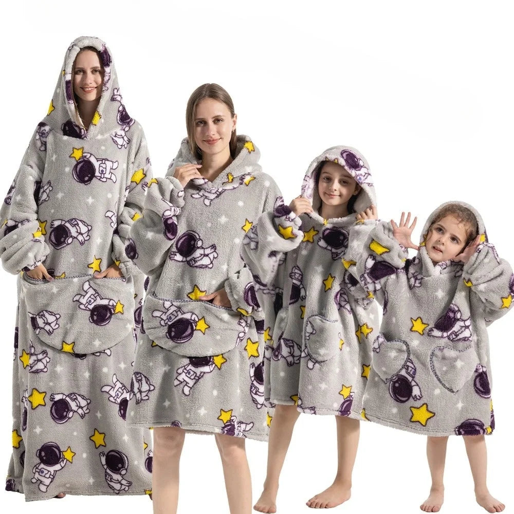 Hoodie Blanket Oversized Fleece & Flannel Machine Washable