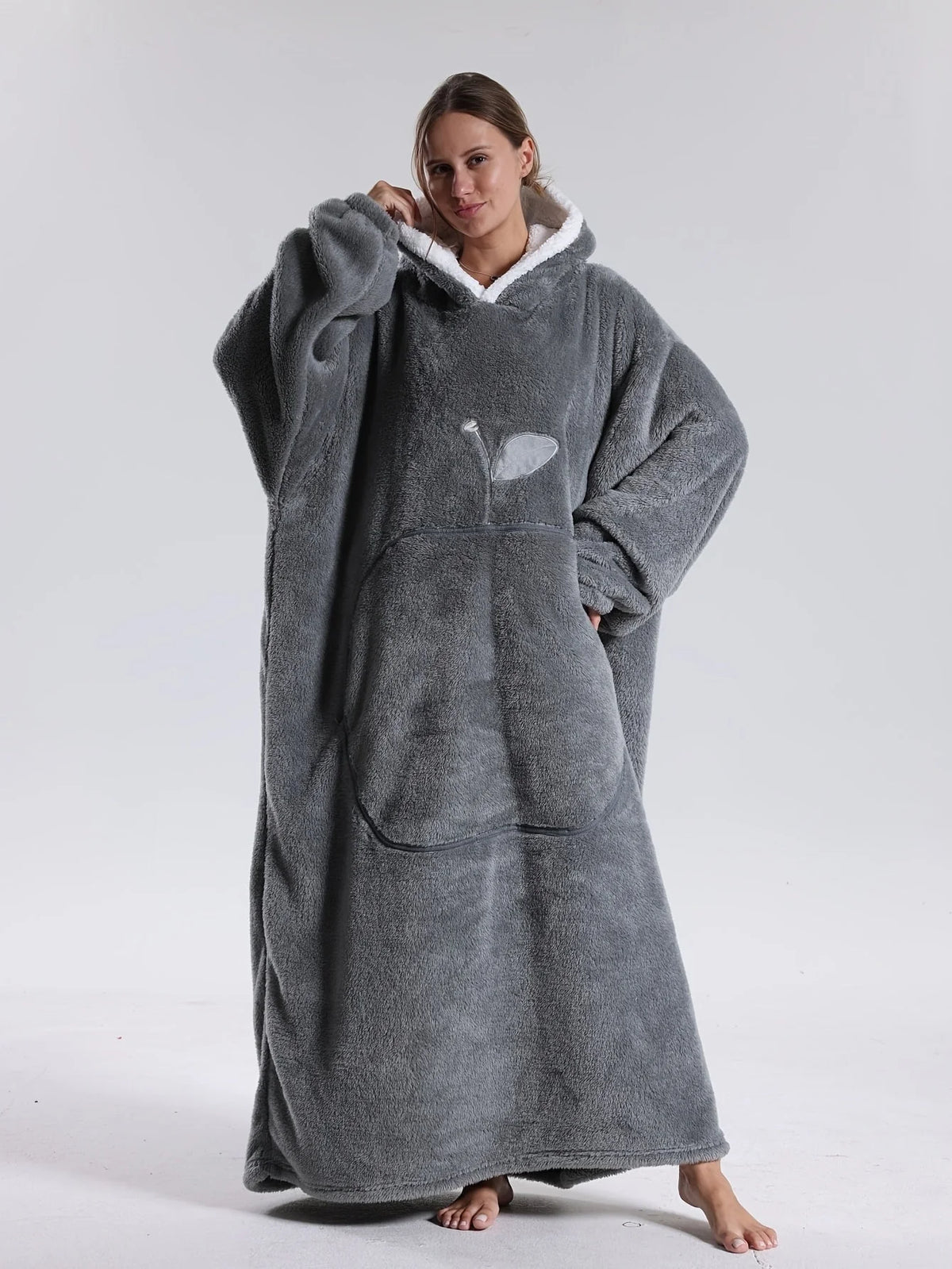 Hoodie Blanket Oversized Fleece Sleeves & Hood