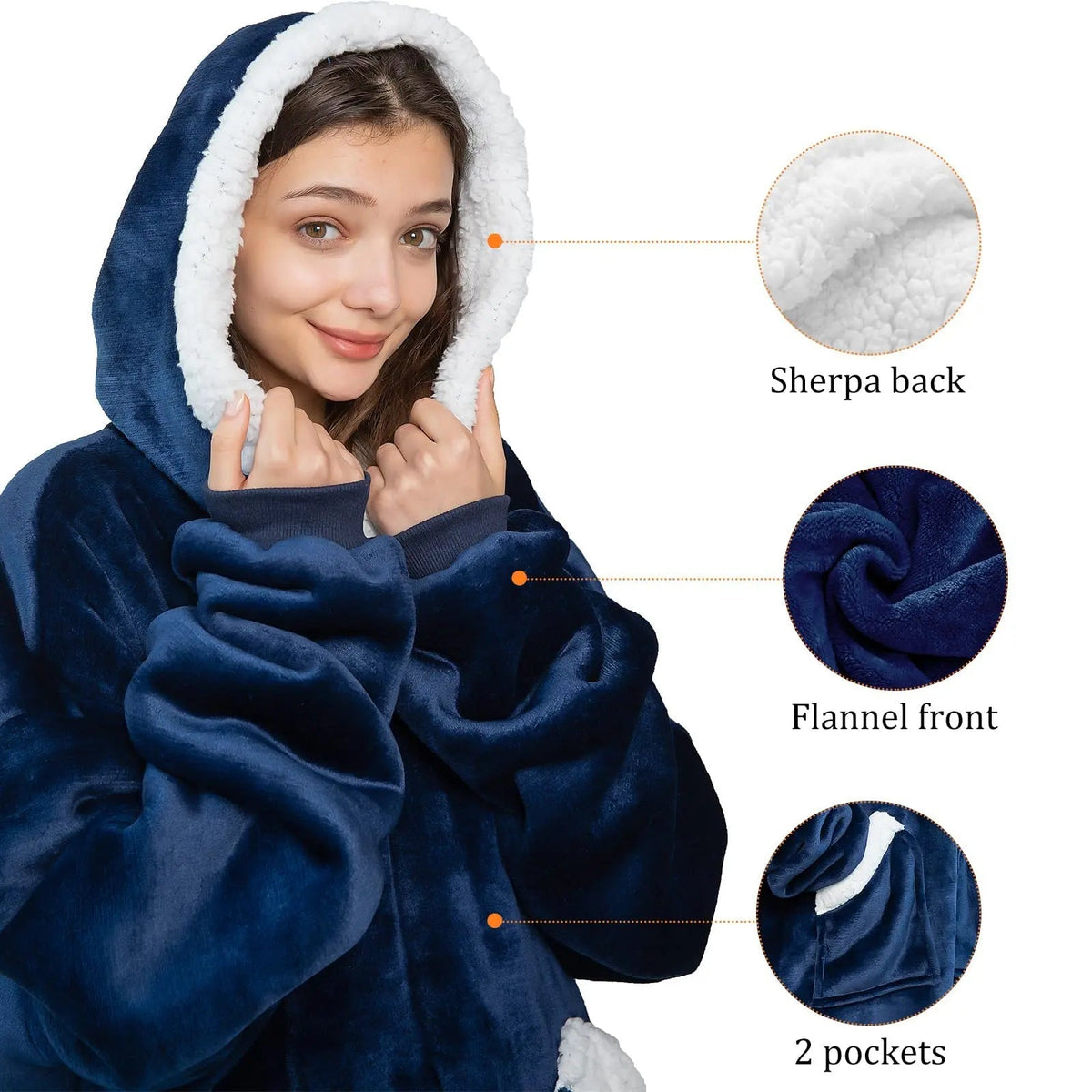 Hoodie Blanket Oversized Soft Fleece Roomy Hood & Pocket