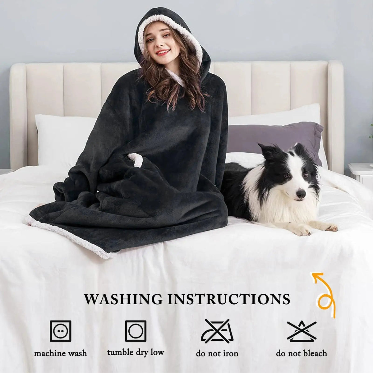 Hoodie Blanket Oversized Soft Fleece Roomy Hood & Pocket
