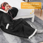 Hoodie Blanket Oversized Soft Fleece Roomy Hood & Pocket
