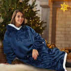 Hoodie Blanket Oversized Soft Fleece Roomy Hood & Pocket