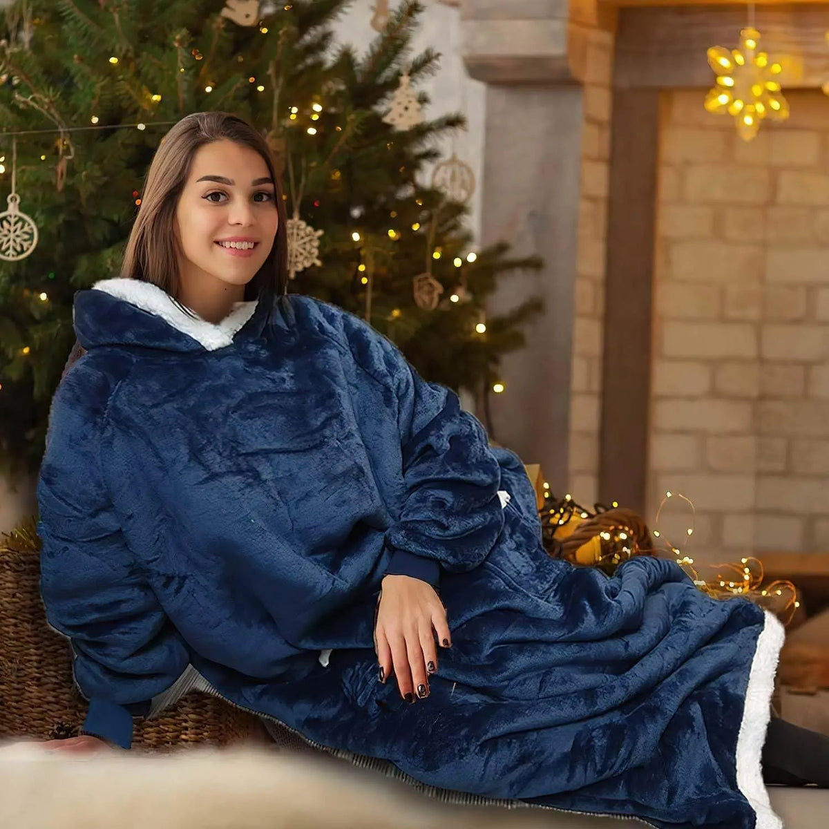 Hoodie Blanket Oversized Soft Fleece Roomy Hood & Pocket
