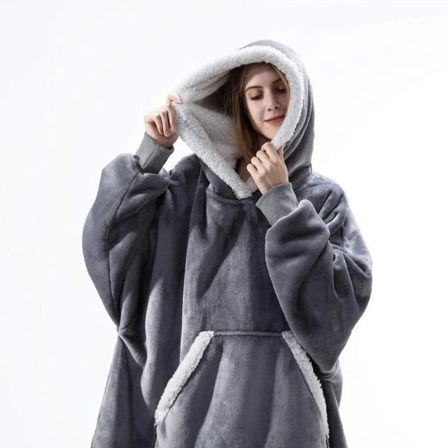 Hoodie Oversized Sherpa Fleece Deep Pockets